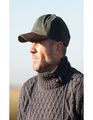 Made in UK Wax Stallington Baseball Cap with Suede Leather Peak One Size Olive